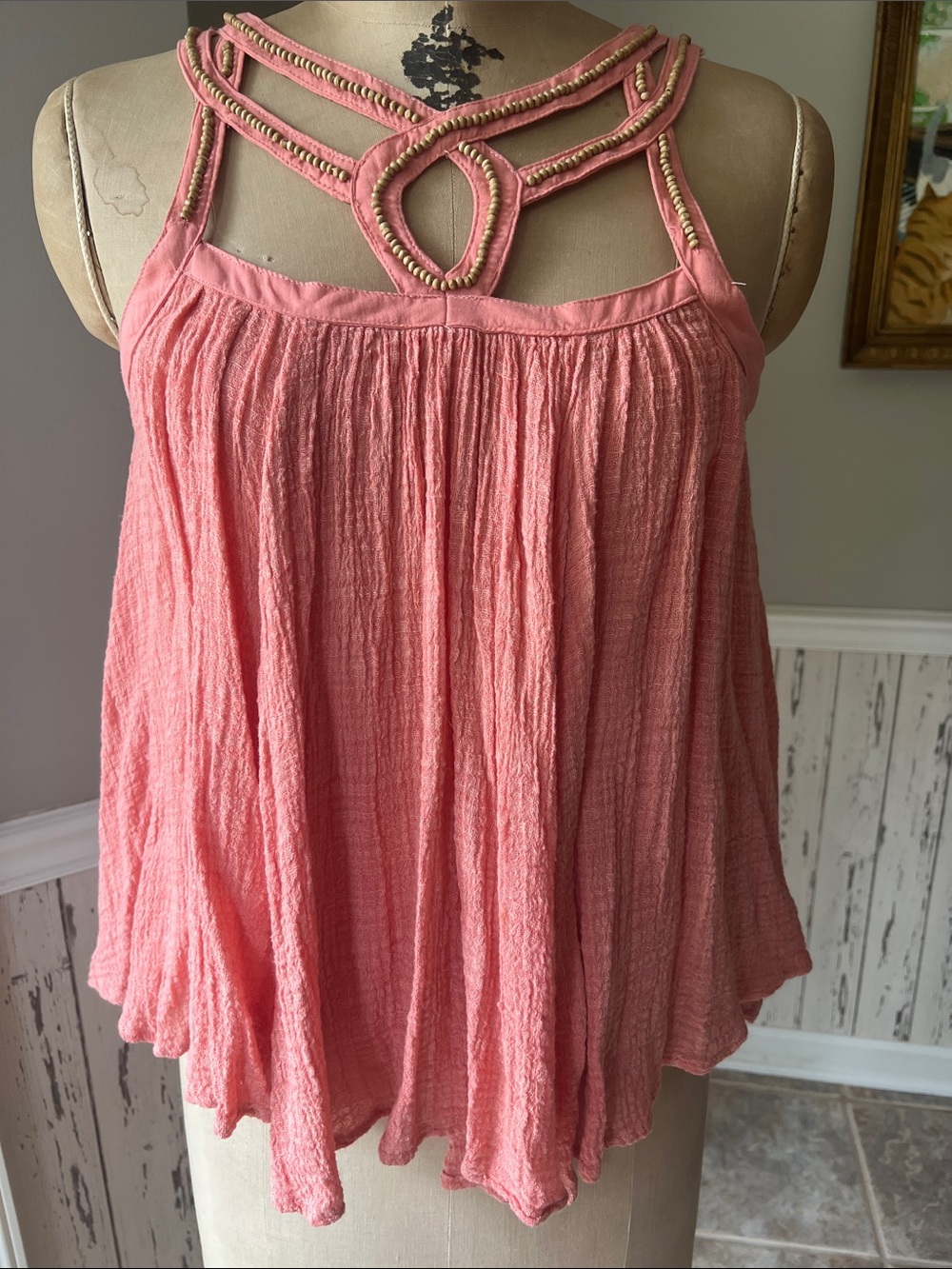 Altar'd State Coral Pink Braided Halter Tank
